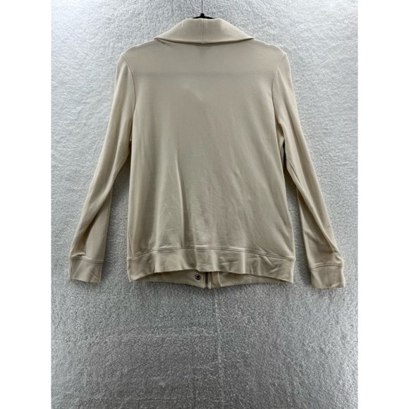 Ann Taylor Womens Jacket Coat Beige Zip Up Stretch Mock Neck Pockets M - Picture 2 of 9